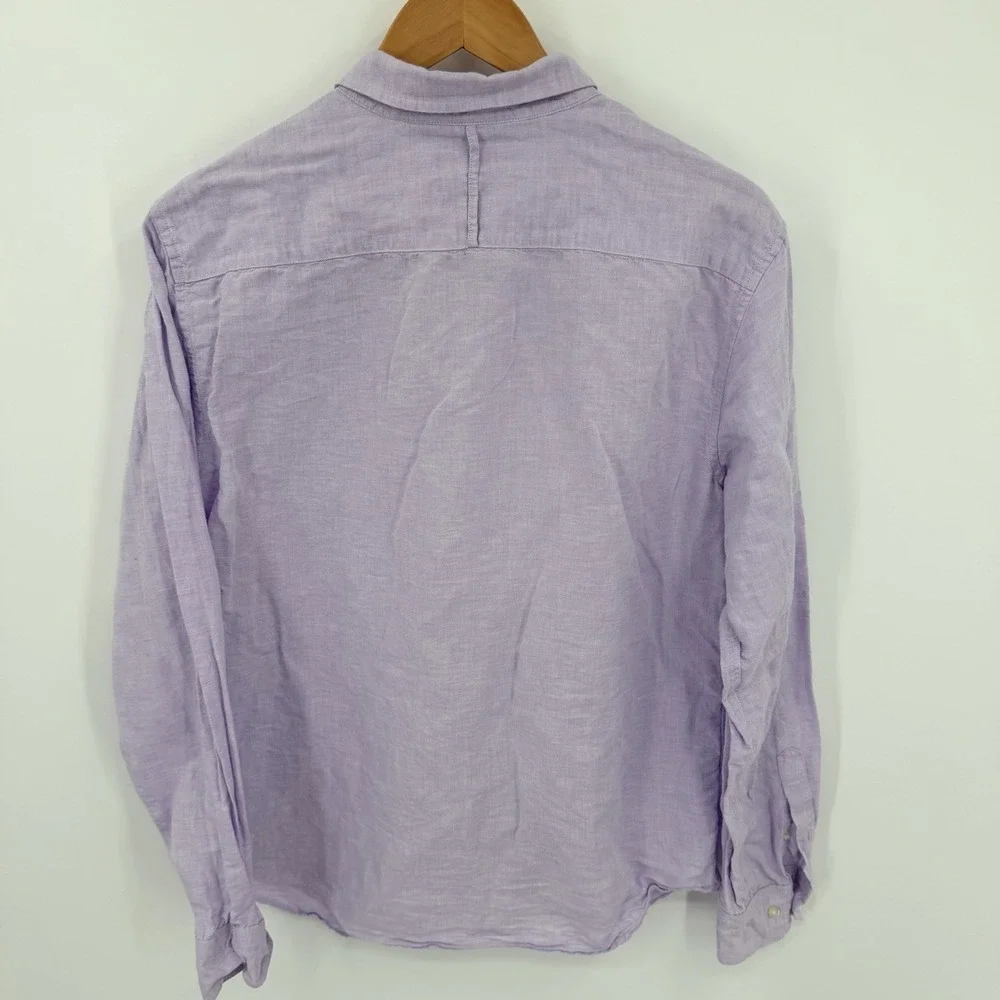 Banana Republic Linen Cotton Sz L Untucked Slim Fit Button Up Shirt Lilac Beachy